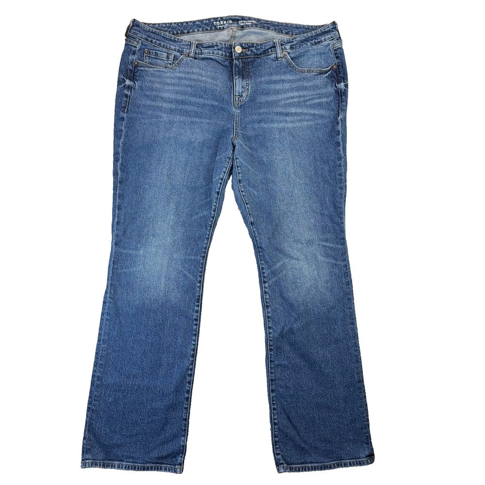 Torrid Jeans Womens 22XT Blue Mid Rise Slim Boot Stretch Classic Denim Whiskered